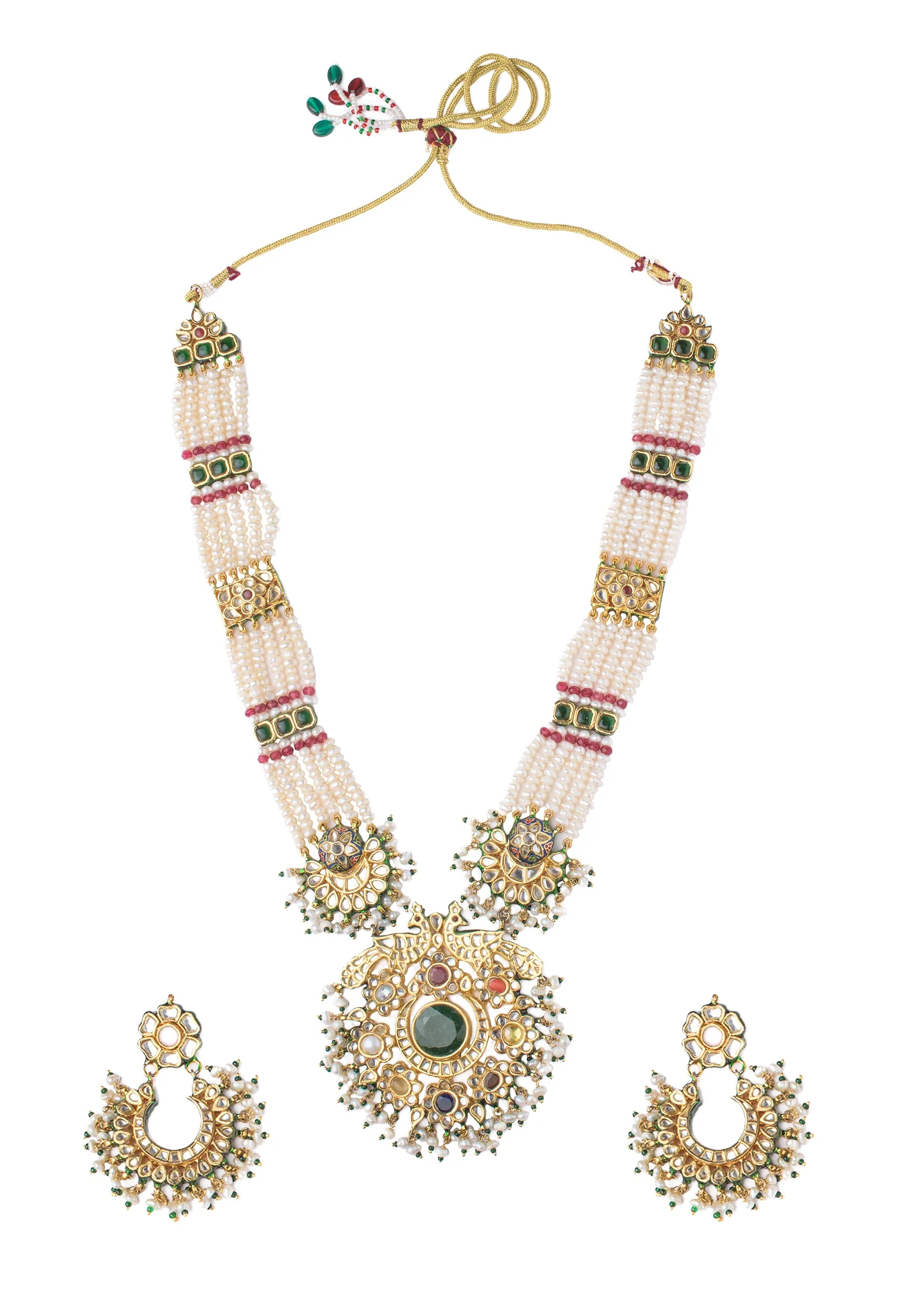 651-pearl-layered-necklace-set-with-gold-detailing-and-matching-earrings-1.webp Pearl Layered Necklace Set With Gold Detailing And Matching Earrings