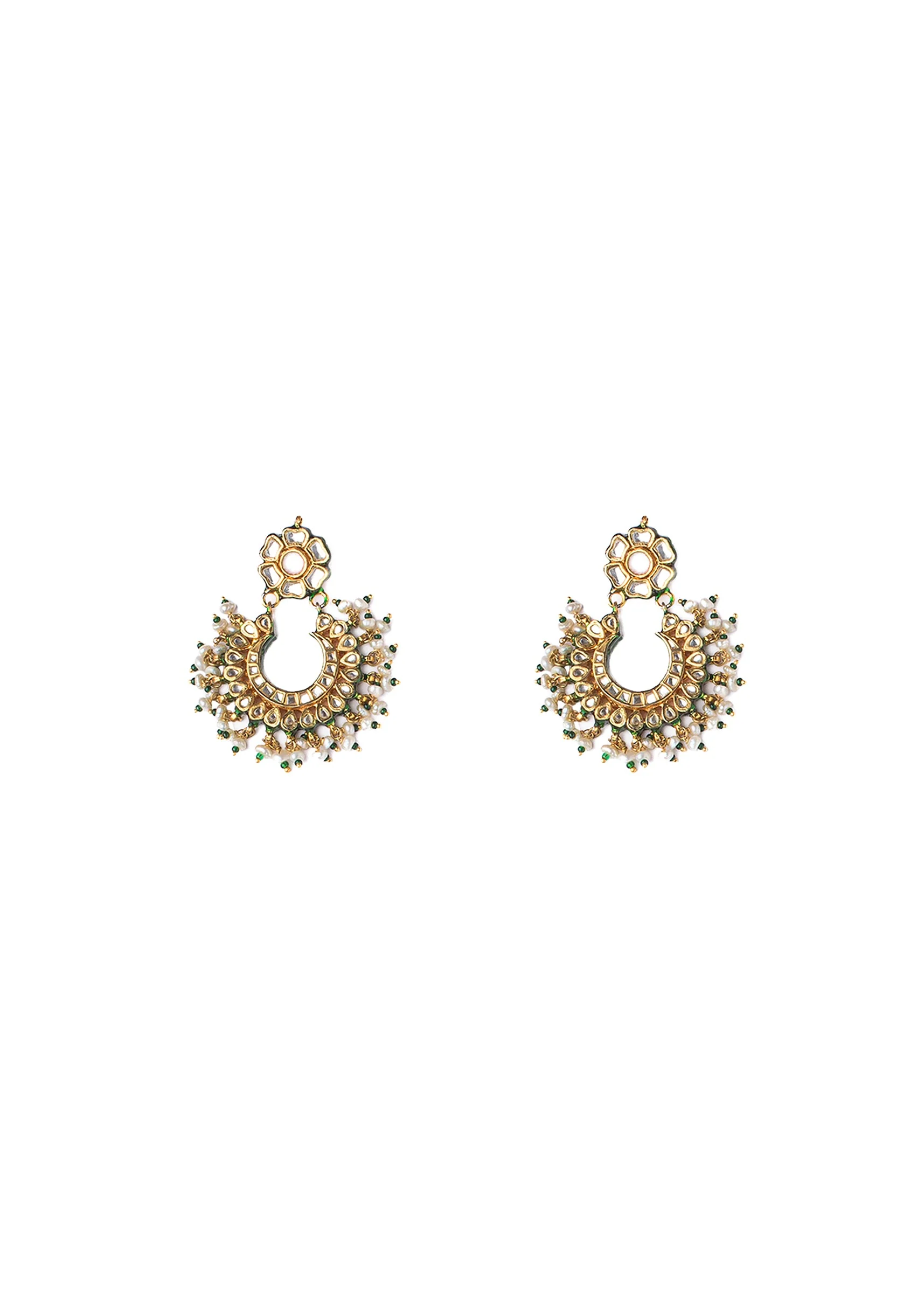 Pearl Layered Necklace Set With Gold Detailing And Matching Earrings
