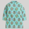 Blue And White Kids Nehru Jacket Set
