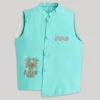 Blue And White Kids Nehru Jacket Set