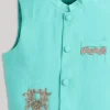 Blue And White Kids Nehru Jacket Set