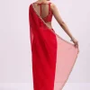 Red Cut Work Organza Saree With Unstitched Blouse