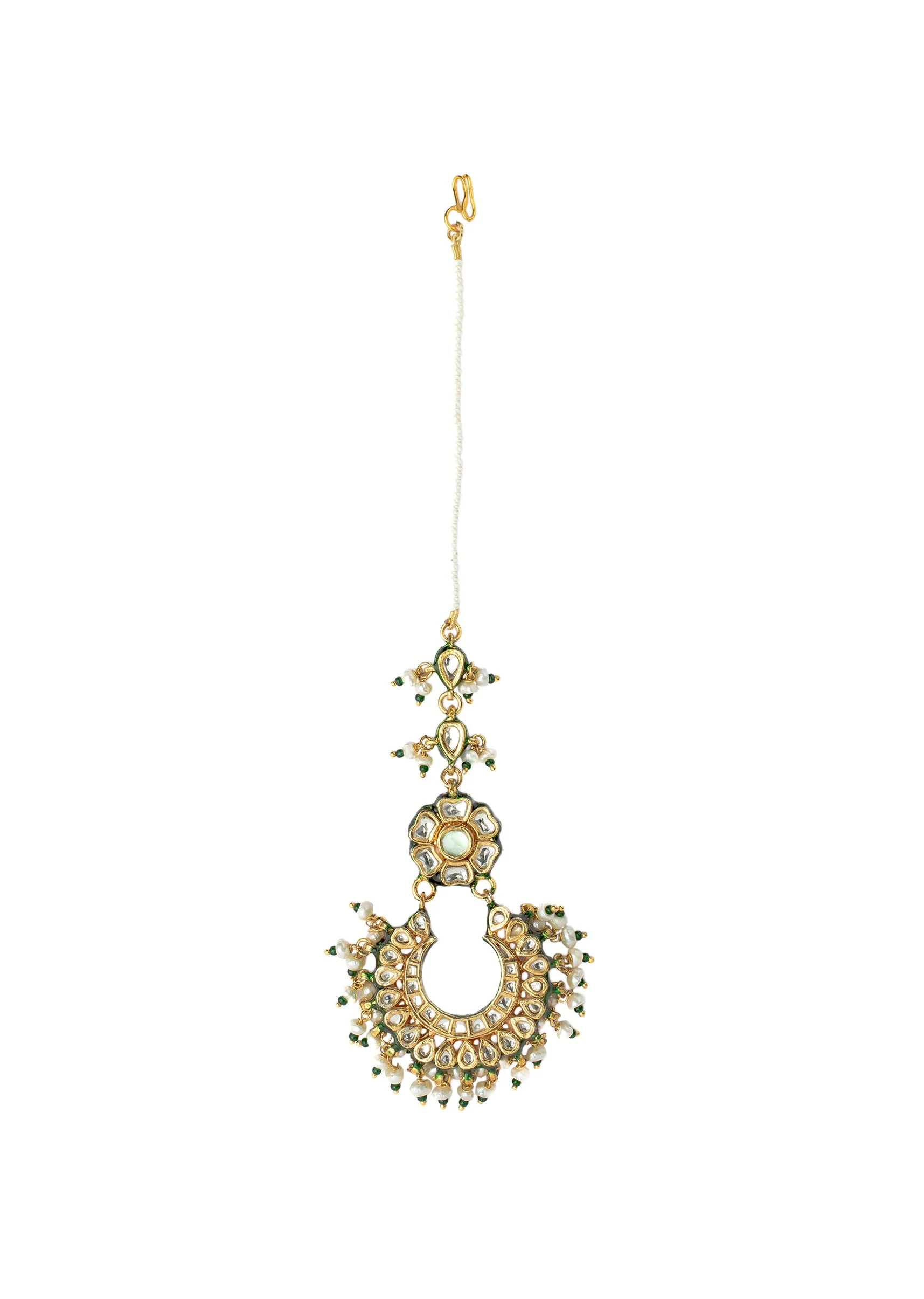 655-gold-plated-kundan-polki-with-simmering-stones-maangtikka-1.webp Gold Plated Kundan Polki With Simmering Stones Maangtikka