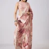 Mauve Abstract Printed Saree with Blouse