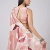 Mauve Abstract Printed Saree with Blouse