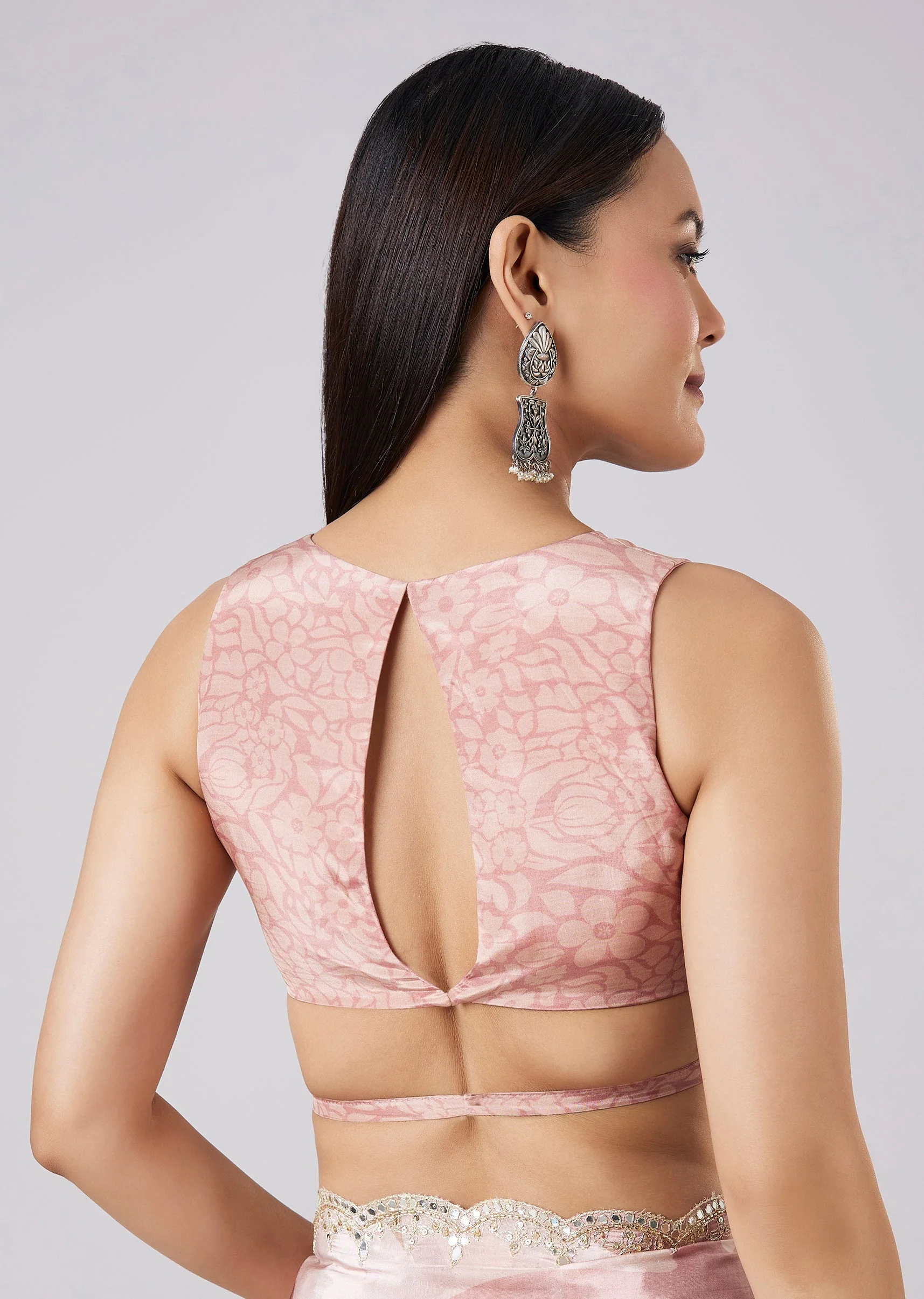 Mauve Abstract Printed Saree with Blouse