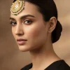 Gold Plated Pink Kundan Polki Maangtikka