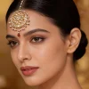 Gold Tone Maang Tikka With Polki Stones And Pearl Accents