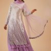 Lilac Purple Palazzo Suit Set In Sequin