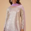 Lilac Purple Palazzo Suit Set In Sequin