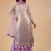 Lilac Purple Palazzo Suit Set In Sequin