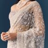 Grey Floral Jaal Embellished Saree with Unstitched Blouse