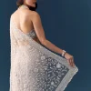 Grey Floral Jaal Embellished Saree with Unstitched Blouse