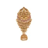 Gold Finish Hair Pin With Temple Style Motifs And Pink Simulated Stones