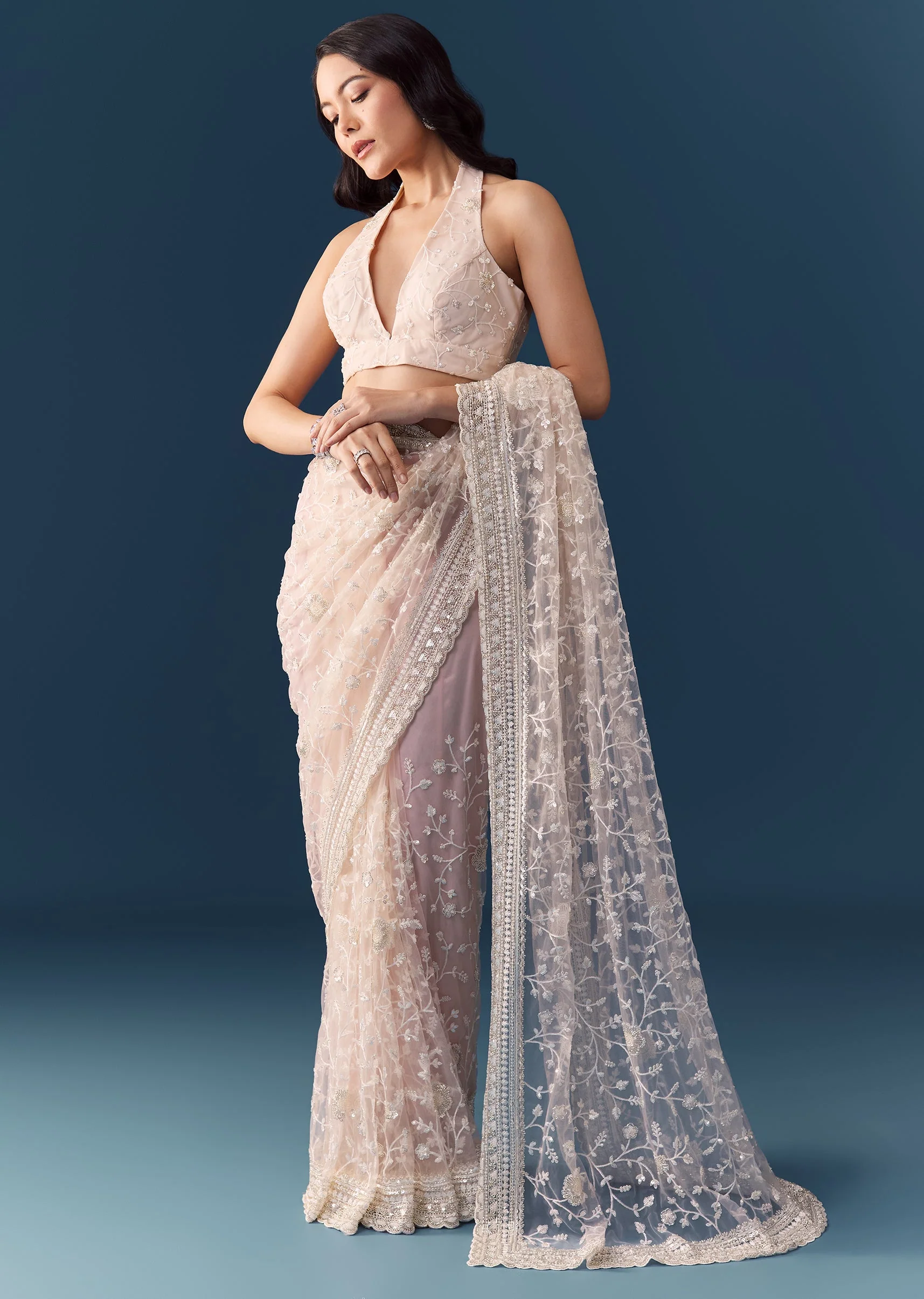 6622-pink-net-jaal-resham-work-saree-with-unstitched-blouse-1.webp Pink Net Jaal Resham Work Saree with Unstitched Blouse