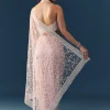 Pink Net Jaal Resham Work Saree with Unstitched Blouse