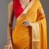 Yellow Crepe Saree
