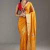 Yellow Crepe Saree