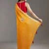 Yellow Crepe Saree