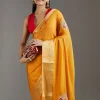 Yellow Crepe Saree