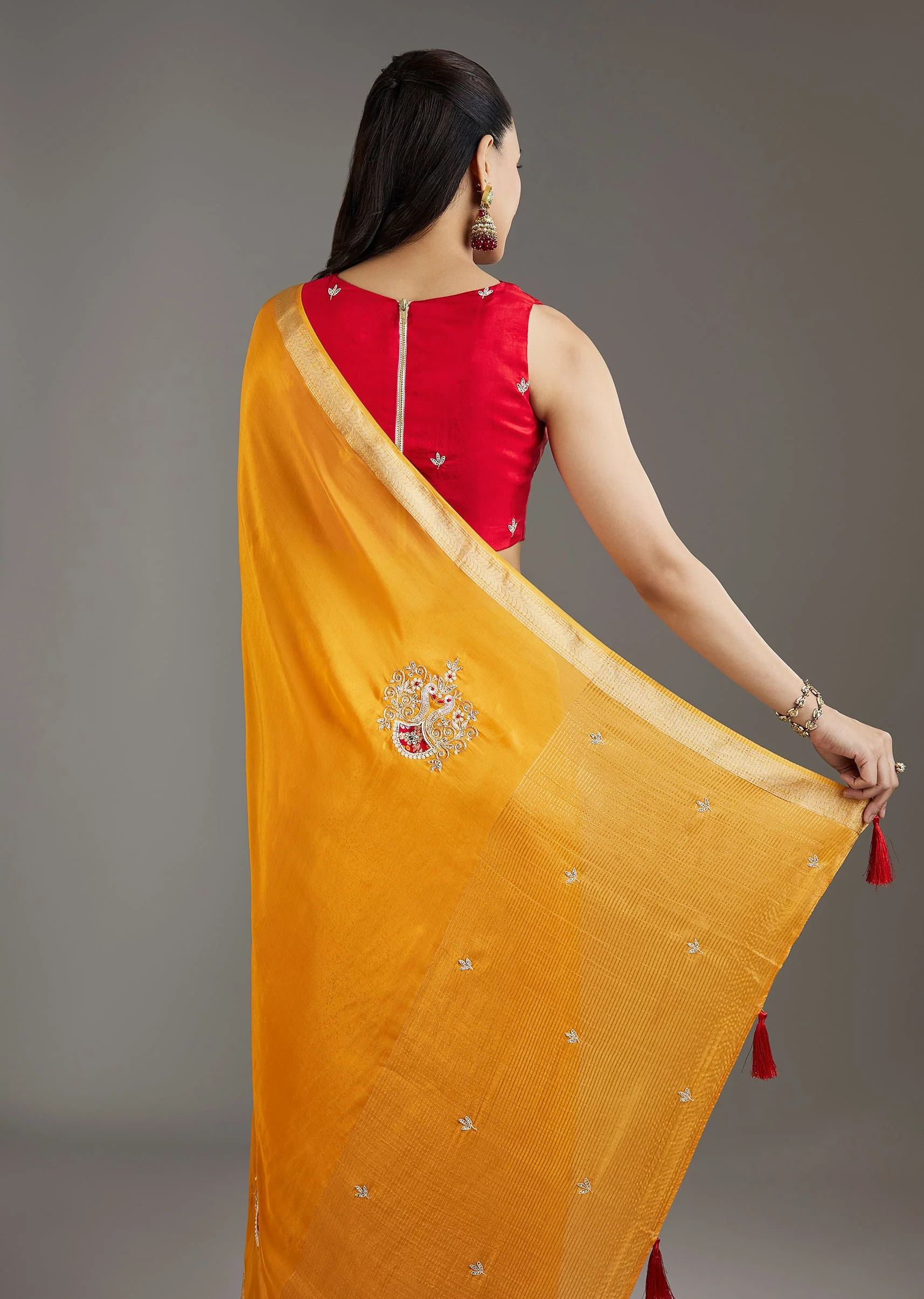 Yellow Crepe Saree