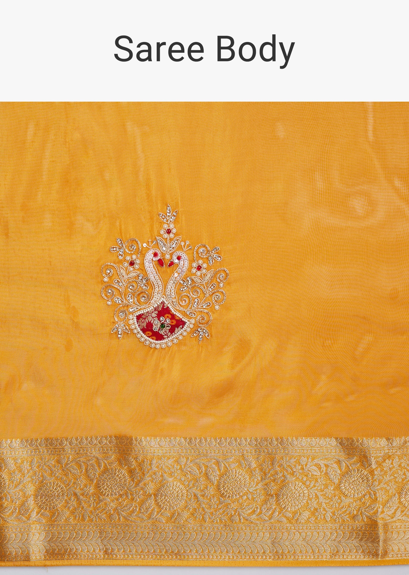 Yellow Crepe Saree