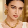 664-gold-finish-necklace-set-with-temple-style-motifs-1.webp Gold Finish Necklace Set With Temple Style Motifs