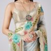 Pastel Grey Hand Painted Saree with Blouse