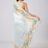 Pastel Grey Hand Painted Saree with Blouse