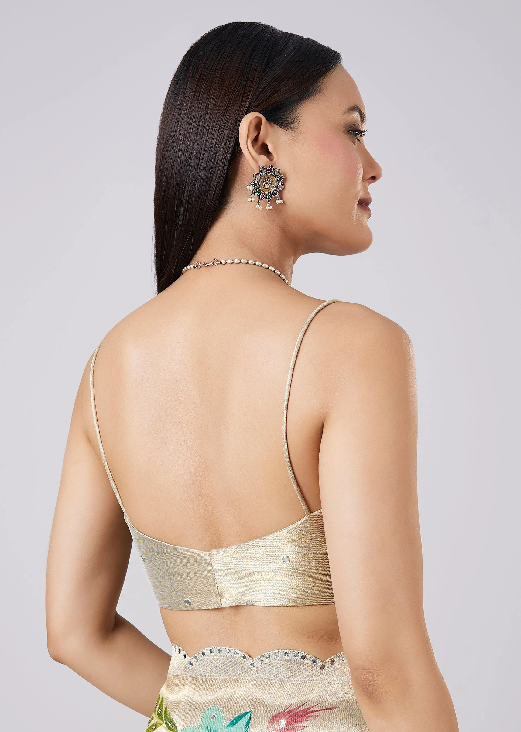 Pastel Grey Hand Painted Saree with Blouse