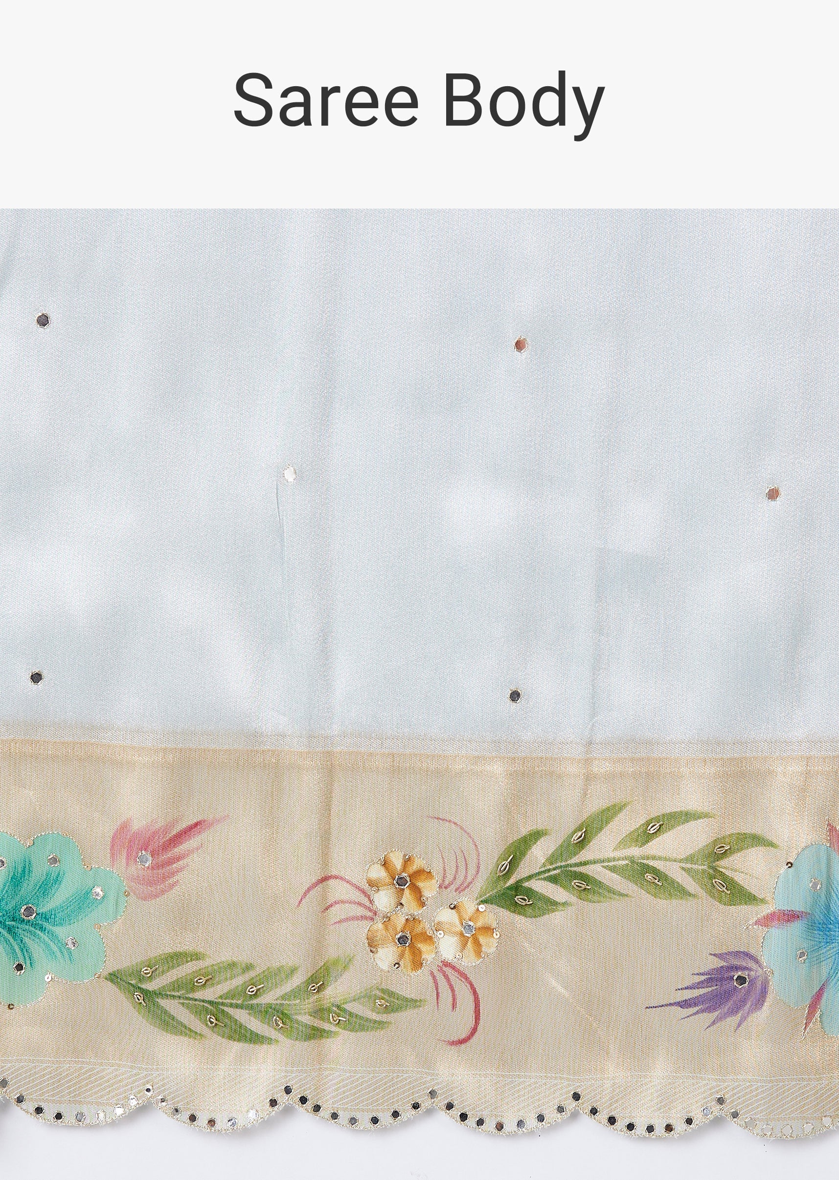 Pastel Grey Hand Painted Saree with Blouse