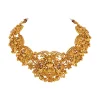 665-gold-finish-temple-style-necklace-set-with-green-and-pink-simulated-stones-3.webp Gold Finish Temple Style Necklace Set With Green and Pink Simulated Stones