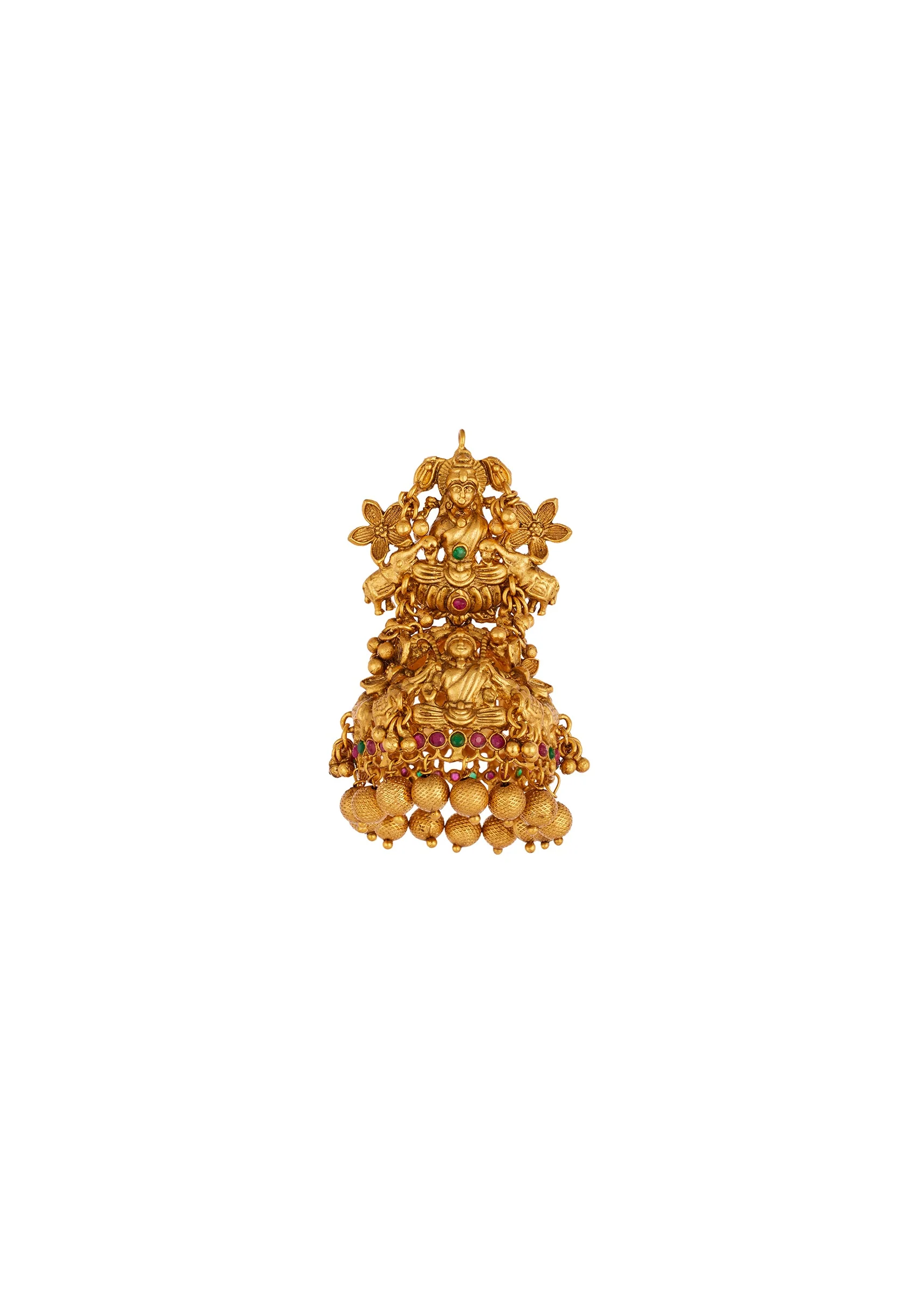 665-gold-finish-temple-style-necklace-set-with-green-and-pink-simulated-stones-5.webp Gold Finish Temple Style Necklace Set With Green and Pink Simulated Stones