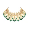 666-green-necklace-set-in-kundan-with-faux-pearl-and-emerald-stones-2.webp Green Necklace Set in Kundan with Faux Pearl and Emerald Stones