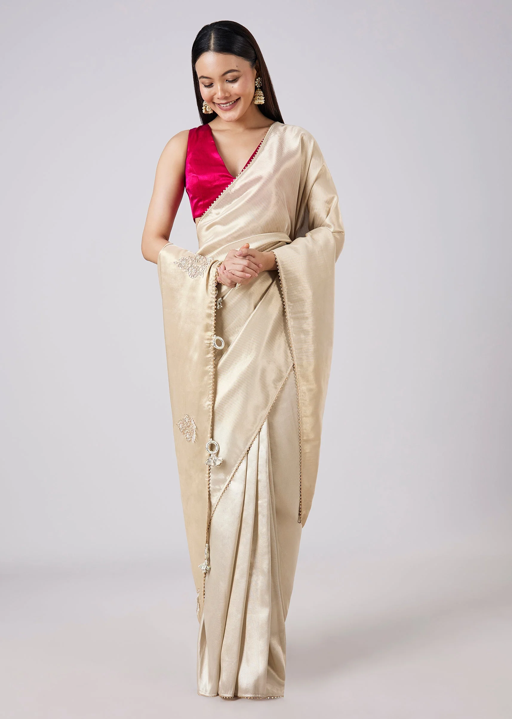 6665-pastel-cream-solid-saree-with-border-and-blouse-1.webp Pastel Cream Solid Saree with Border and Blouse