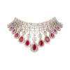Rani Pink Rhodium Plated Brass Necklace Set with CZ Diamond
