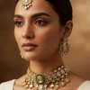 669-gold-finish-jewellery-set-in-polki-with-semi-precious-stones-and-drops-1.webp Gold Finish Jewellery Set In Polki With Semi Precious Stones And Drops