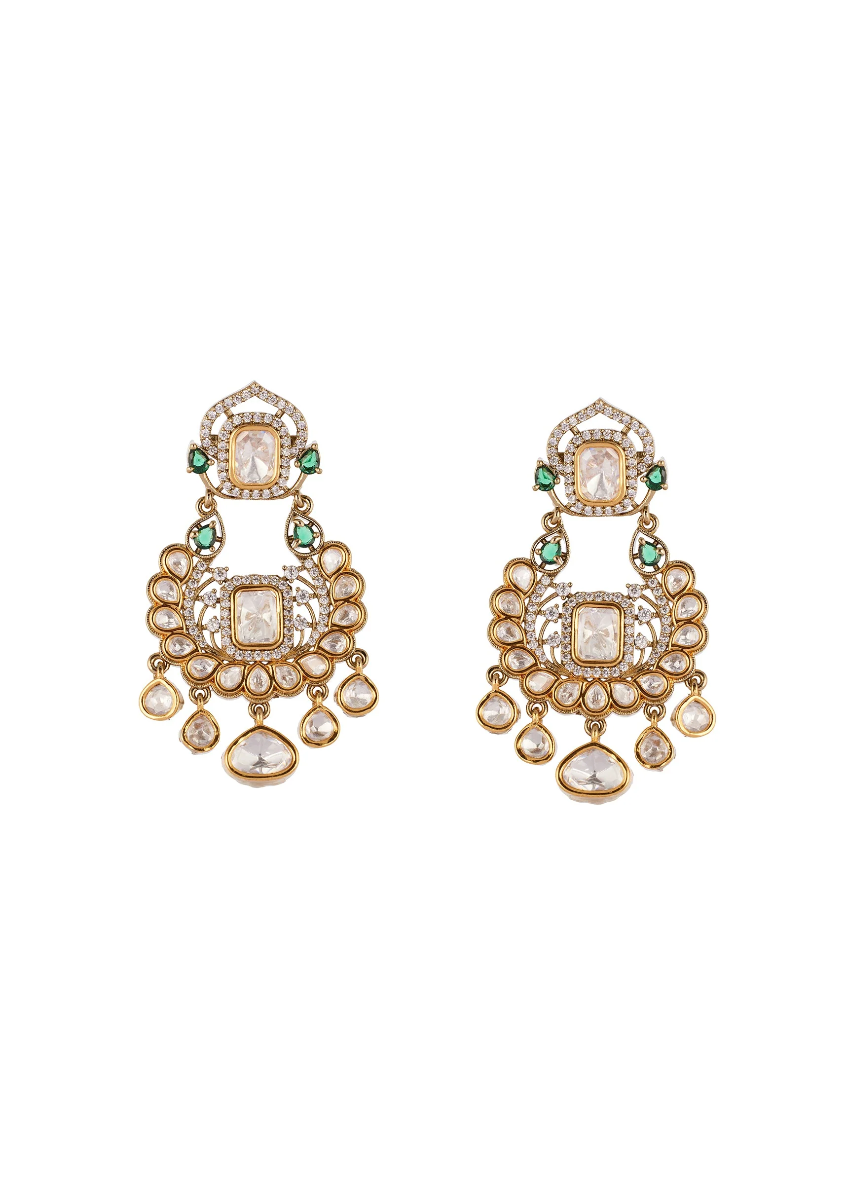 669-gold-finish-jewellery-set-in-polki-with-semi-precious-stones-and-drops-4.webp Gold Finish Jewellery Set In Polki With Semi Precious Stones And Drops
