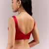 Red Satin Chinon Saree With All Over Sequin Embellishment