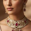 670-gold-finish-jewellery-set-in-kundan-polki-1.webp Gold Finish Jewellery Set In Kundan Polki