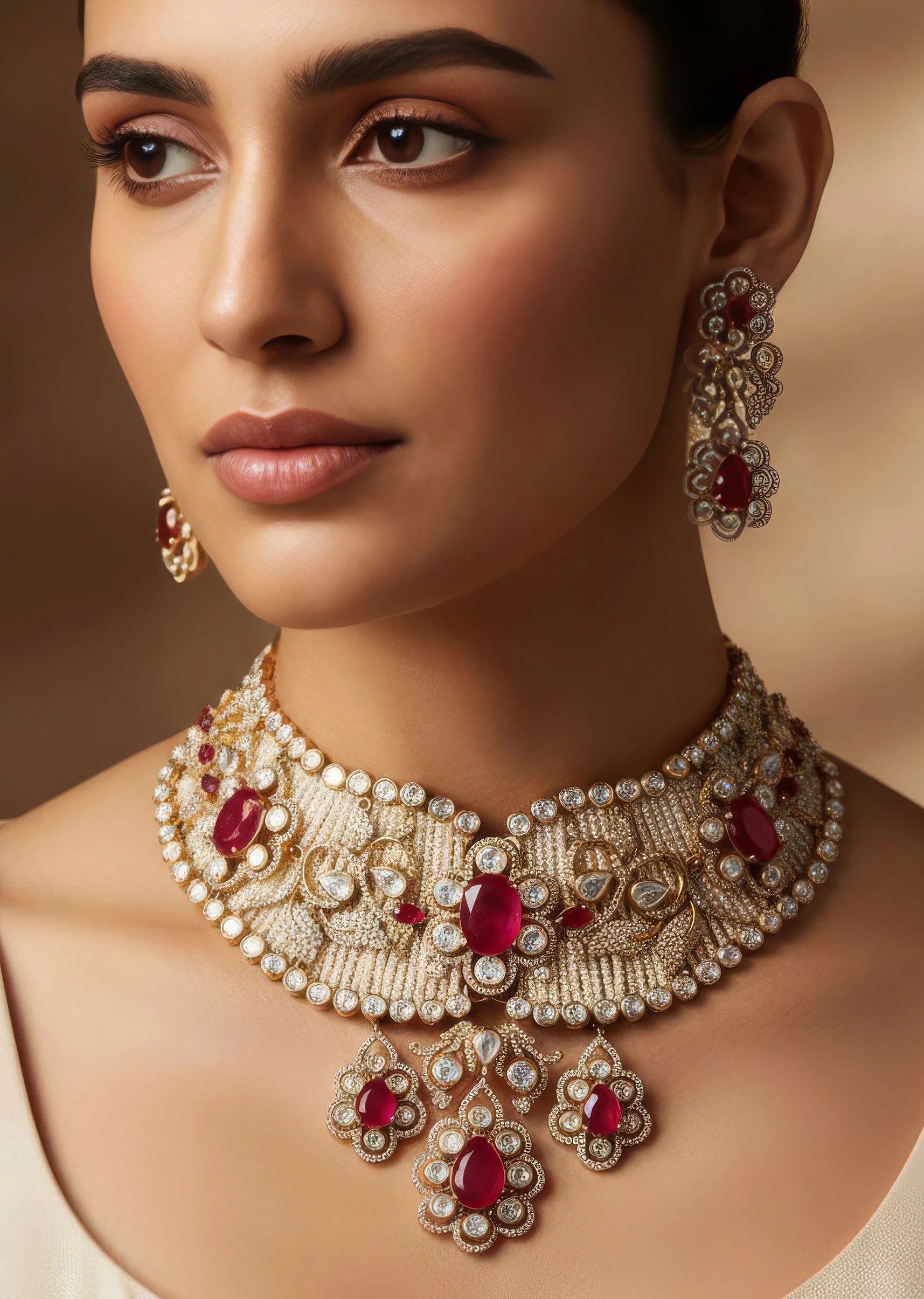 670-gold-finish-jewellery-set-in-kundan-polki-1.webp Gold Finish Jewellery Set In Kundan Polki