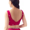 Rani Pink Satin Chinon Saree With Mirror And Bead Embroidered Border