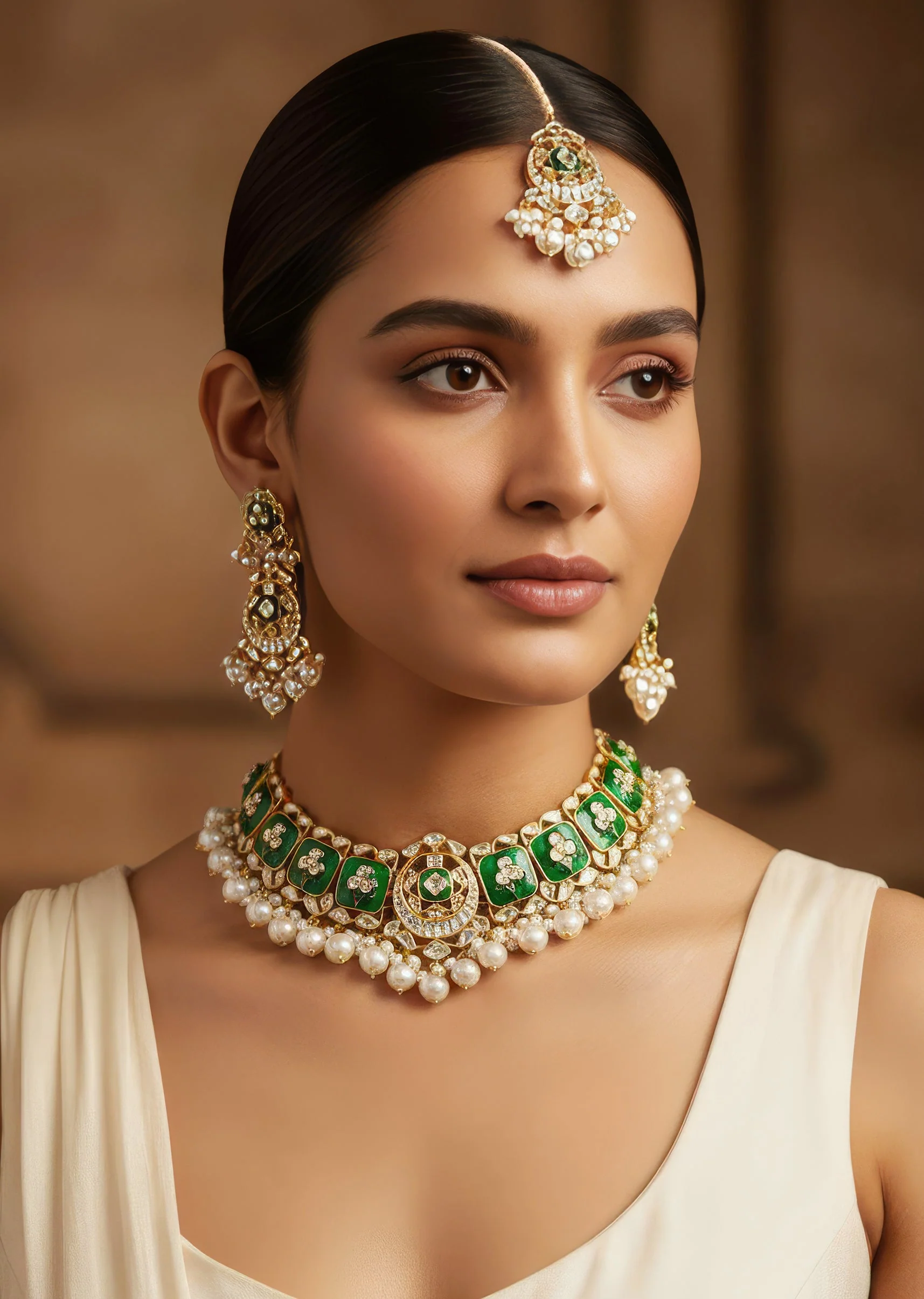 671-green-gold-necklace-set-with-kundan-detail-1.webp Green Gold Necklace Set With Kundan Detail