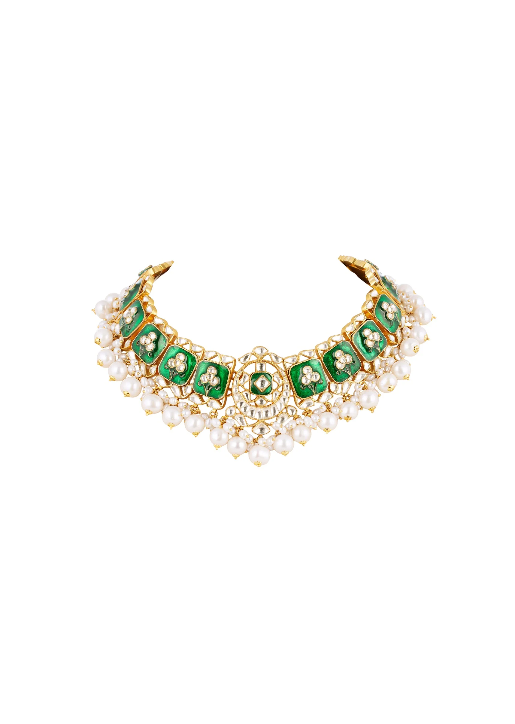 671-green-gold-necklace-set-with-kundan-detail-3.webp Green Gold Necklace Set With Kundan Detail
