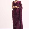 Wine Glass Tissue Saree In Swarovski With Unstitched Blouse