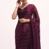 Wine Glass Tissue Saree In Swarovski With Unstitched Blouse