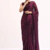 Wine Glass Tissue Saree In Swarovski With Unstitched Blouse
