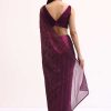 Wine Glass Tissue Saree In Swarovski With Unstitched Blouse