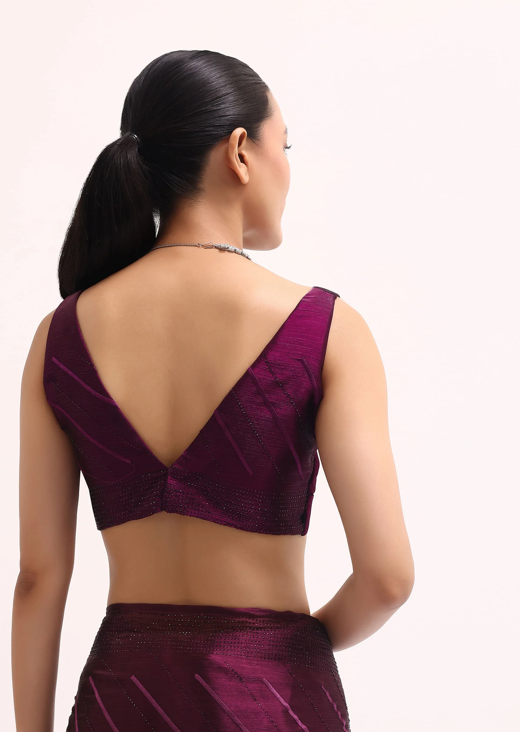 Wine Glass Tissue Saree In Swarovski With Unstitched Blouse
