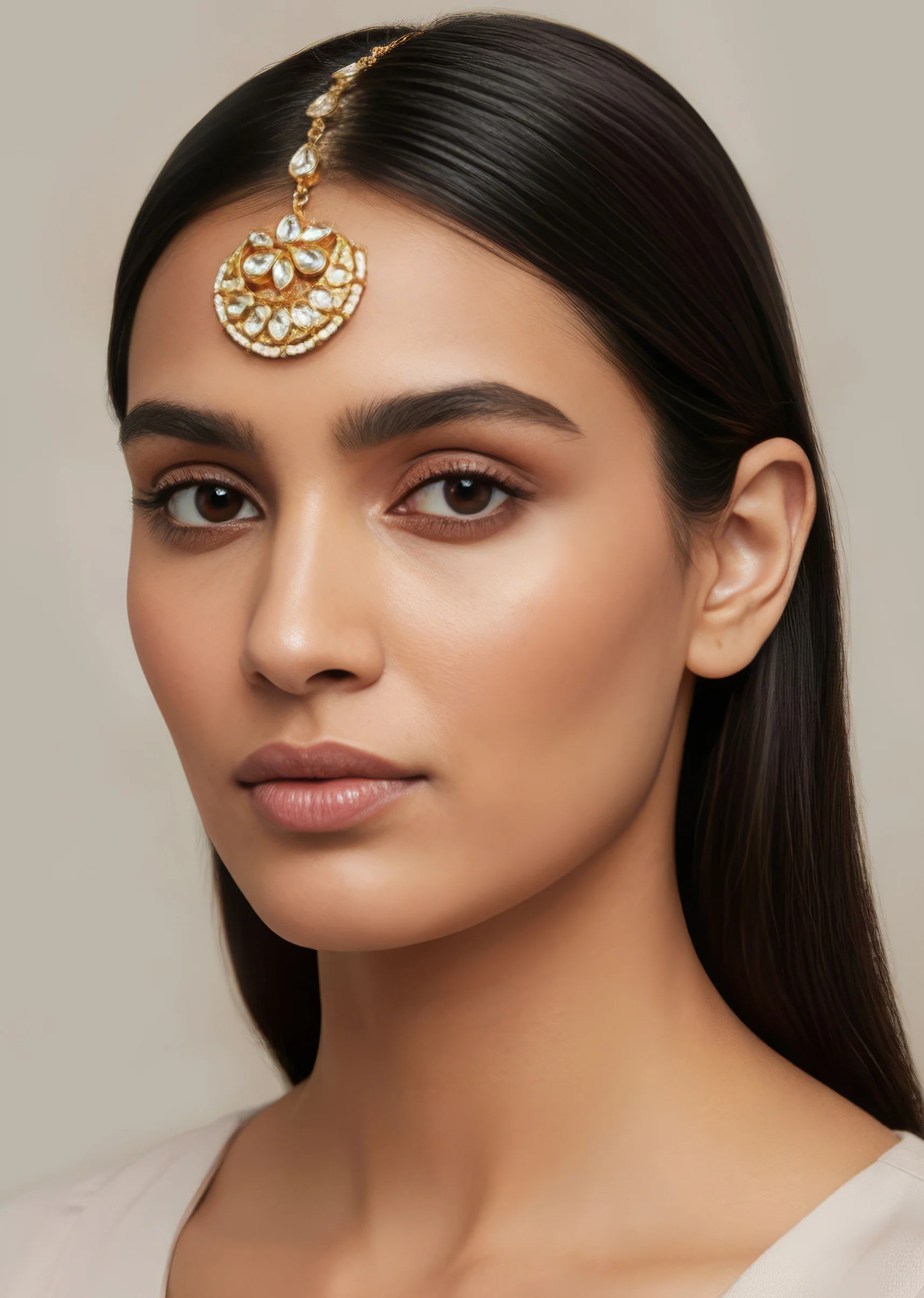 673-gold-white-maangtikka-with-graceful-detail-1.webp Gold White Maangtikka With Graceful Detail